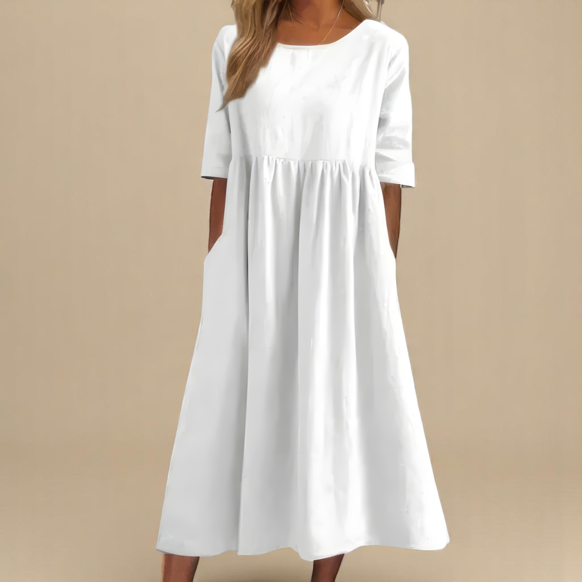 KATY | Elegant Linen Dress with a Defined Waist
