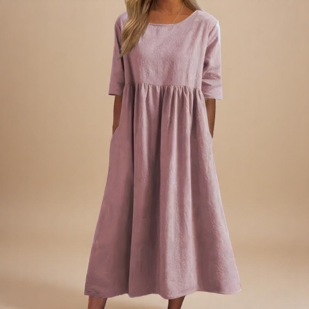 KATY | Elegant Linen Dress with a Defined Waist