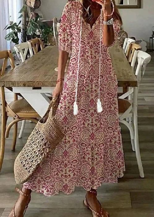 SOPHIA | Boho Vintage V-Neck Summer Dress