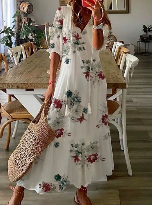 SOPHIA | Boho Vintage V-Neck Summer Dress