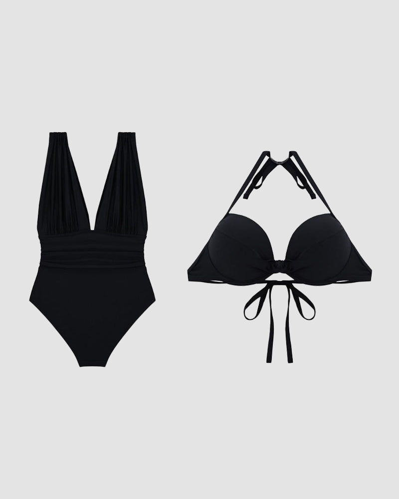 ŻARNIKA | Luxury swimsuit with deep neckline and shaping waistband