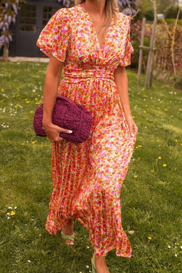 MYRA | Elegant Floral V-Neck Maxi Dress