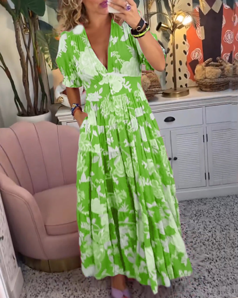 ADELAIDA | Floral Print Dress with V-Neck
