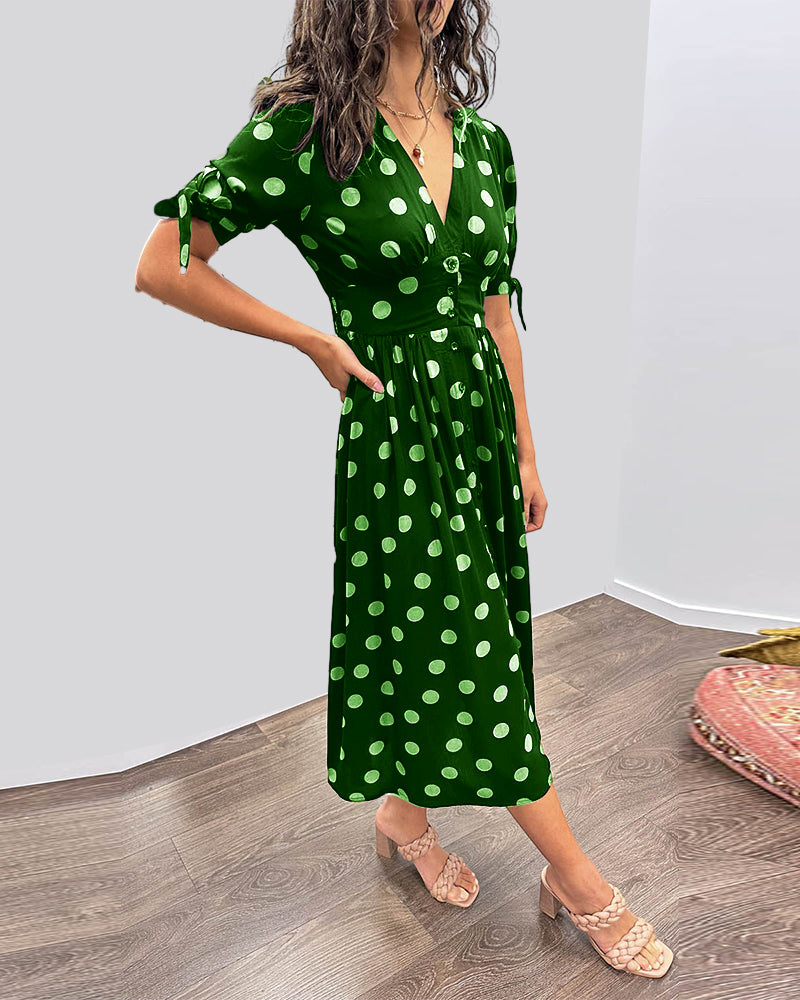ANKA | Polka Dot Dress with Flared Skirt and Defined Waist
