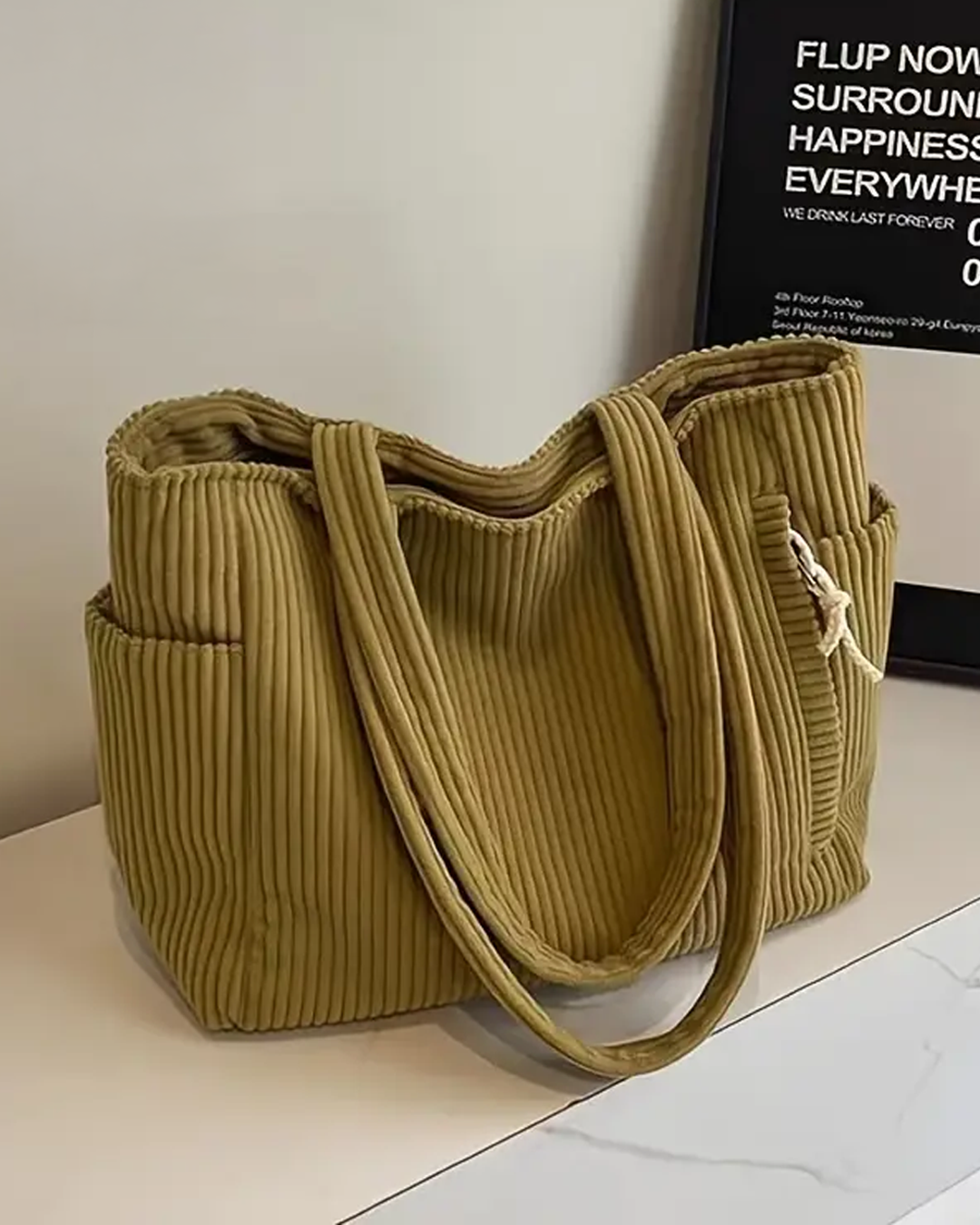 LUNA | Ribbed Bag with Two Side Pockets