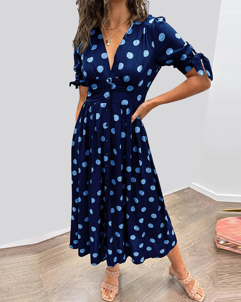 ANKA | Polka Dot Dress with Flared Skirt and Defined Waist