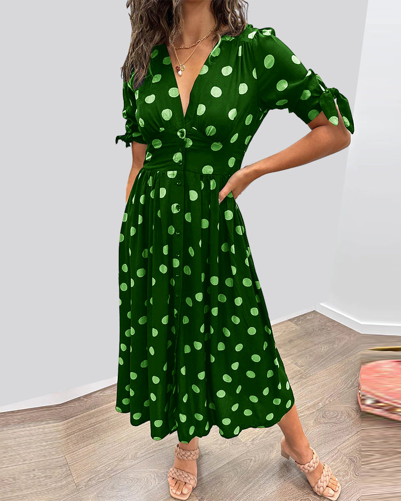 ANKA | Polka Dot Dress with Flared Skirt and Defined Waist