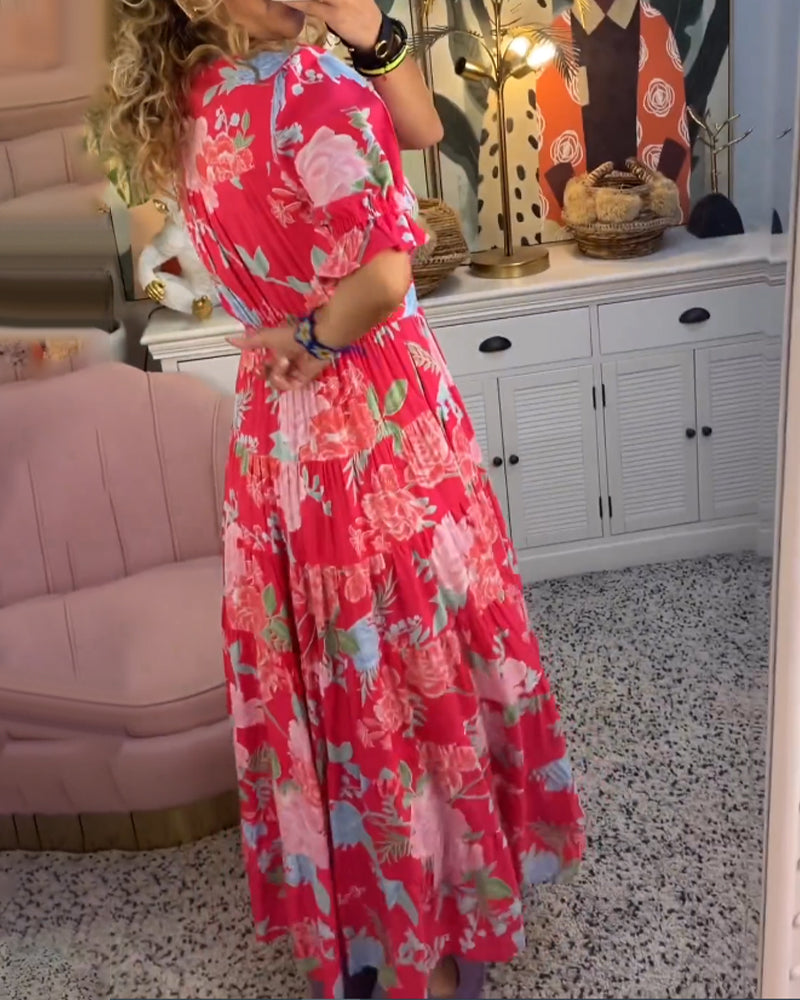 ADELAIDA | Floral Print Dress with V-Neck