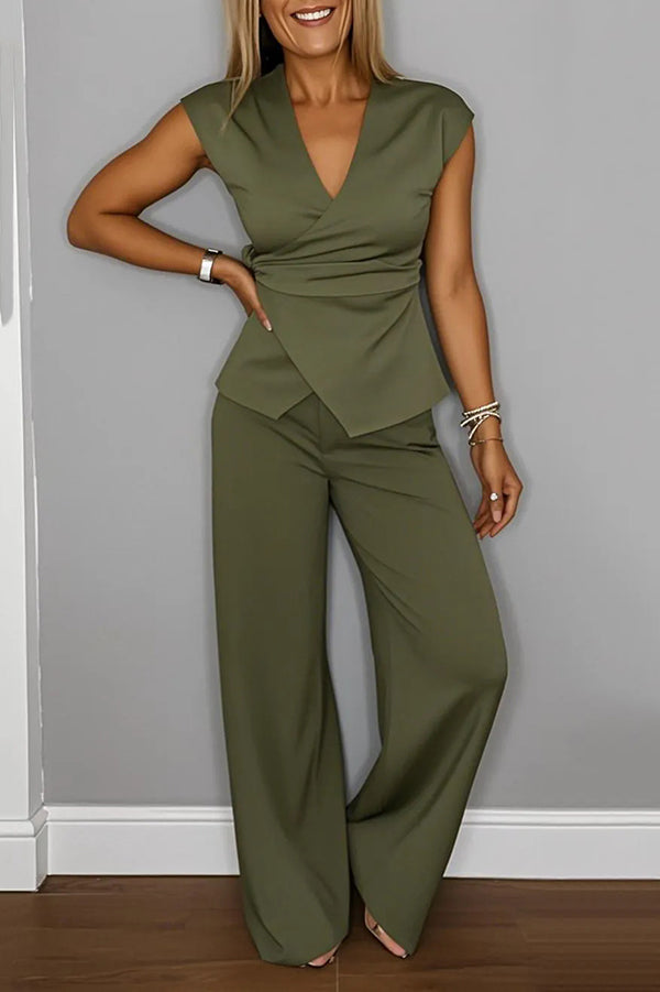 JENNY | Textured Casual Suit with V-Neck