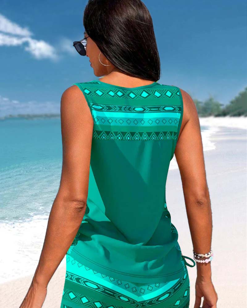 RADO | Tankini with geometric print and V-neck