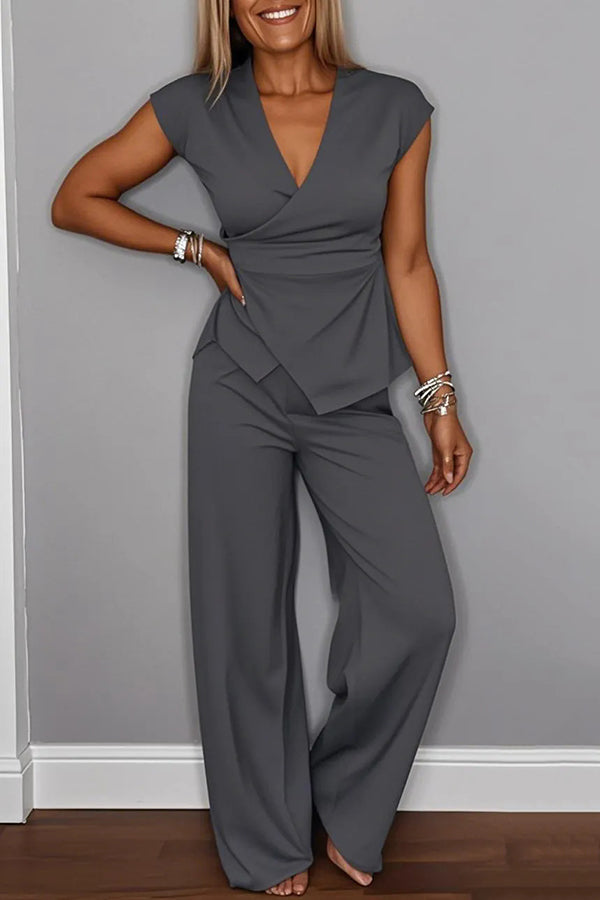 JENNY | Textured Casual Suit with V-Neck