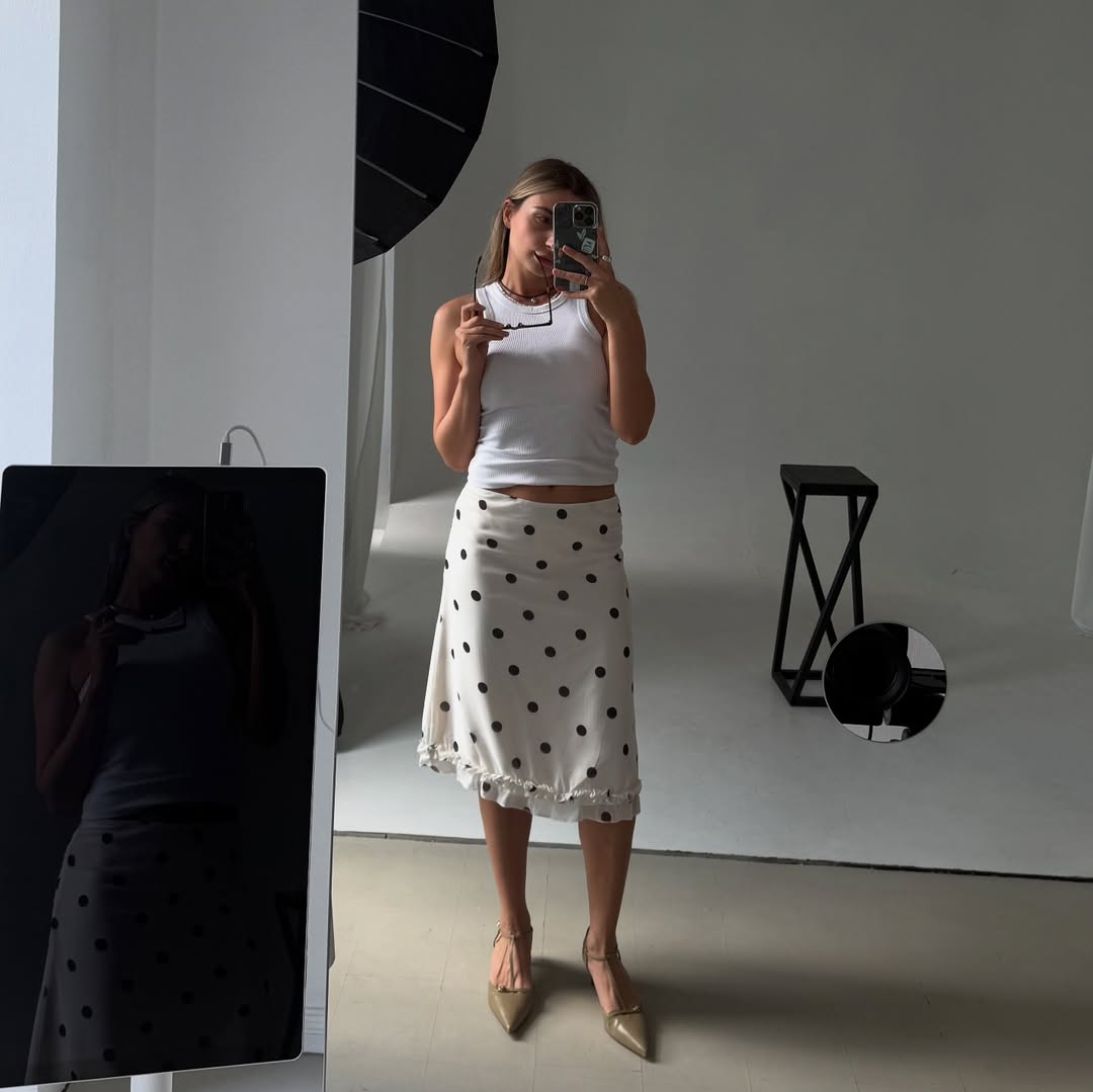 AMIRA | Midi Polka Dots Skirt