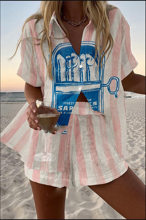 SILAVA | Short Suit with Sardine Print
