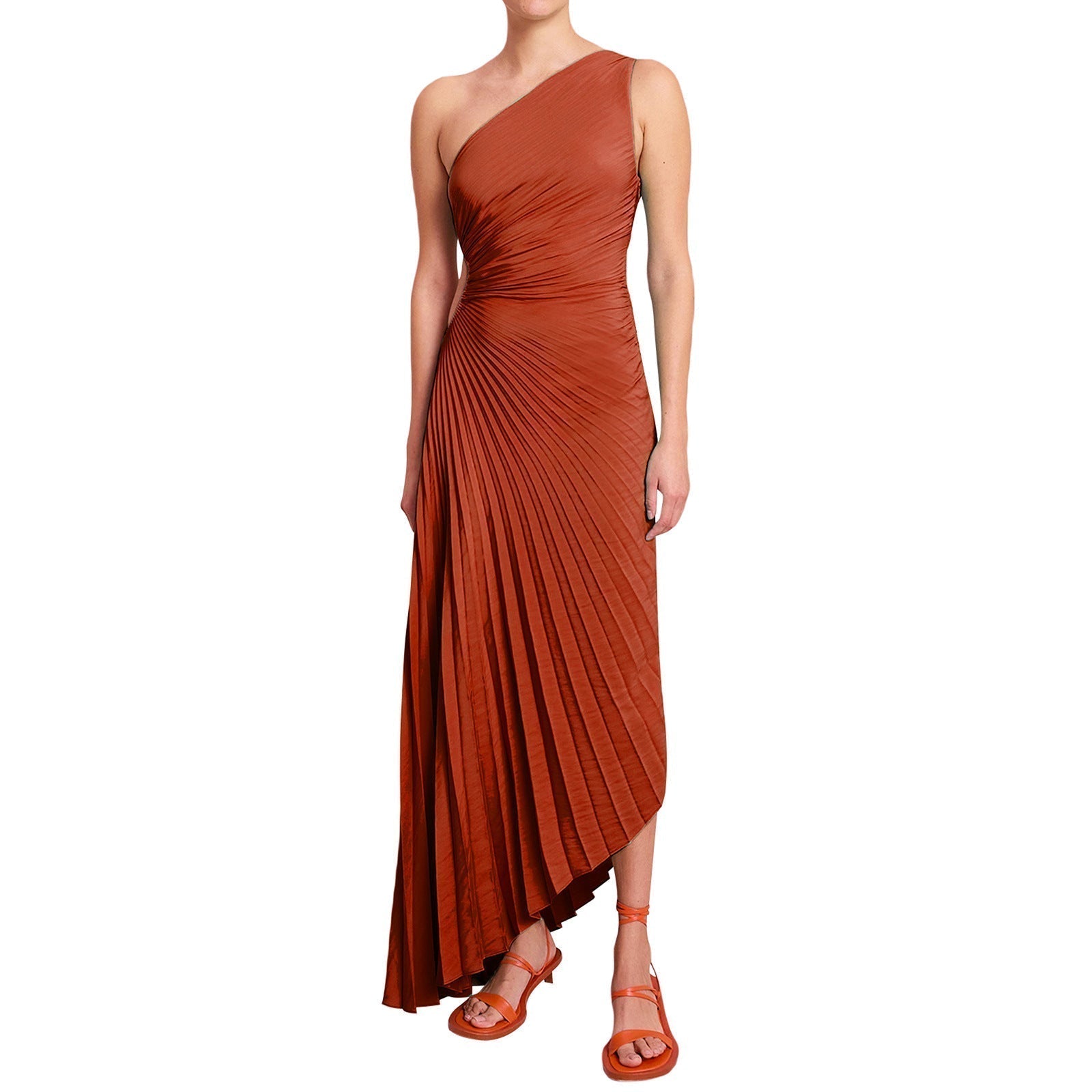 SYLVIANA | One-Shoulder Pleated Midi Dress