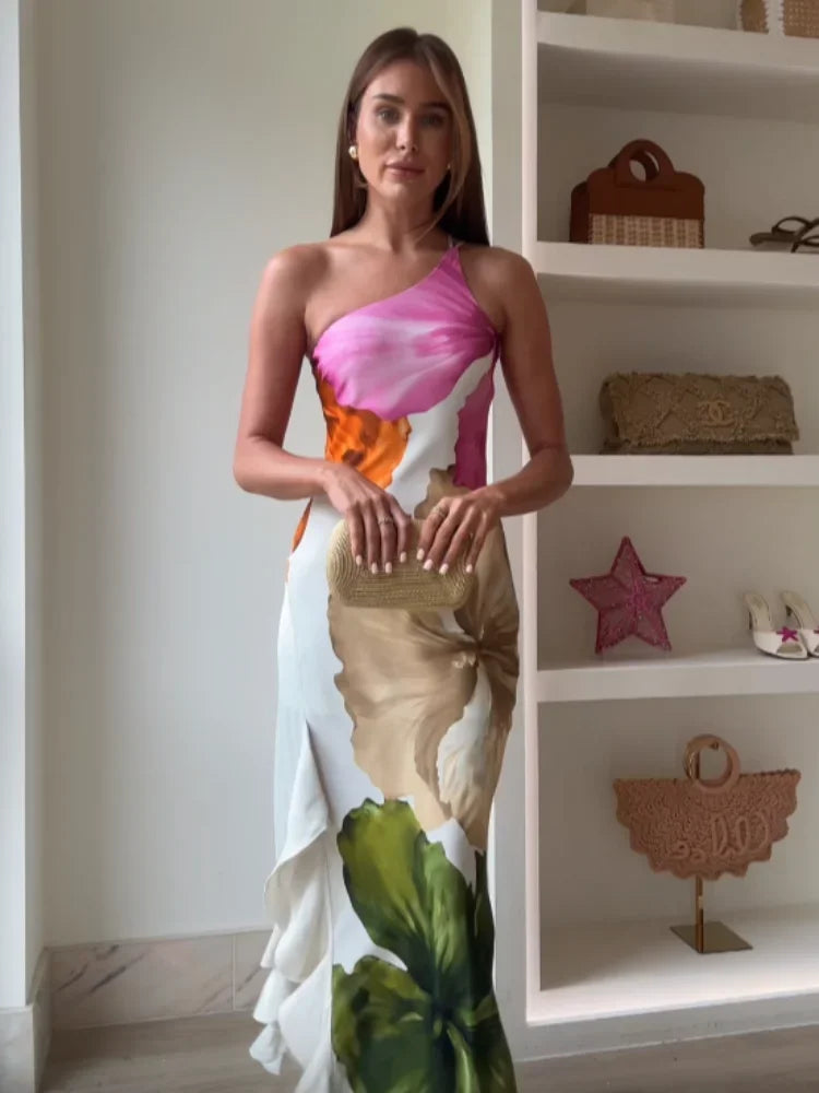 ZARA | One-Shoulder Floral Dress