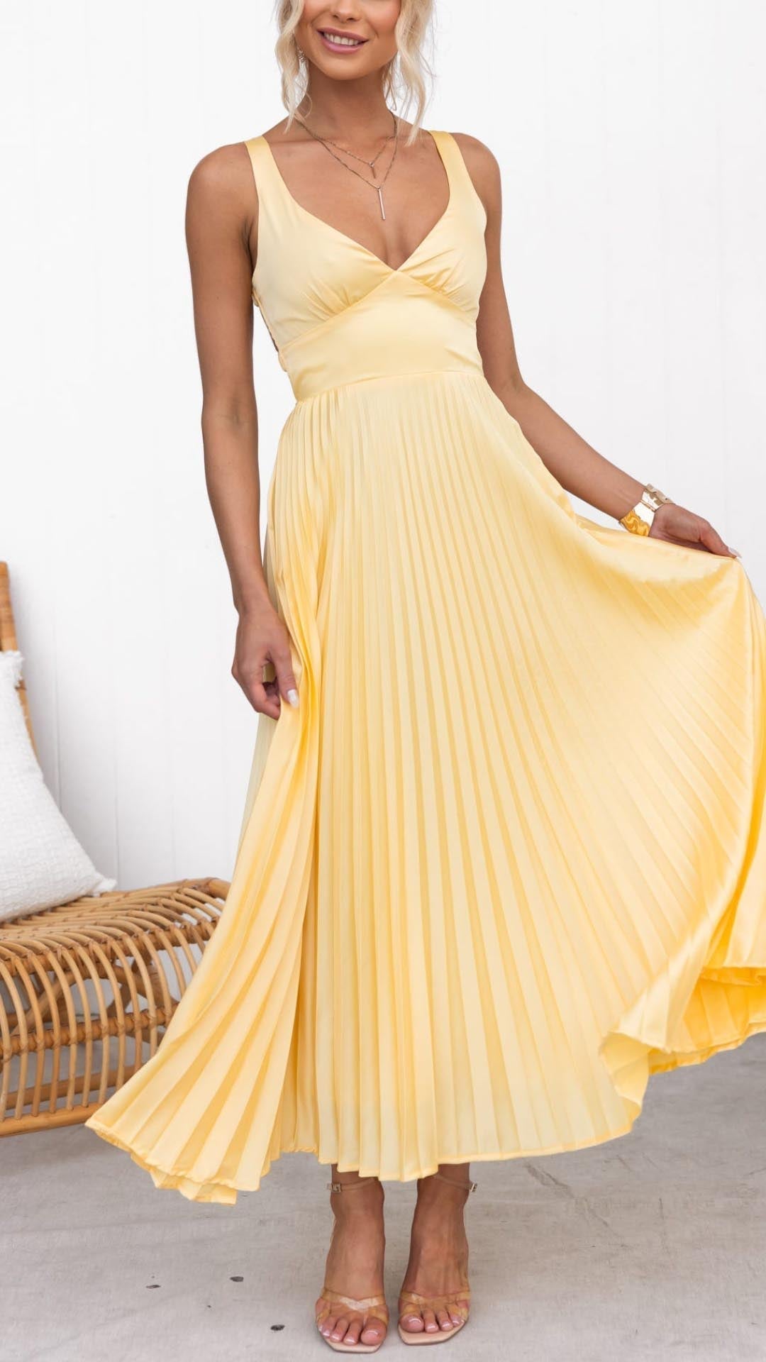 ABELLA | Pleated Maxi Dress