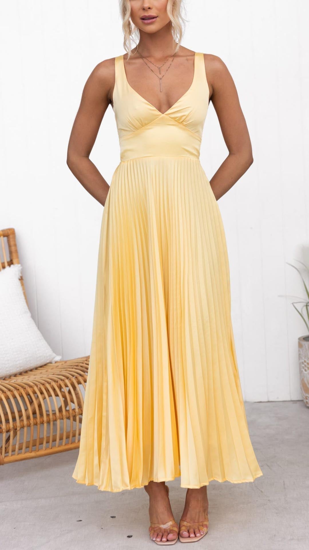 ABELLA | Pleated Maxi Dress