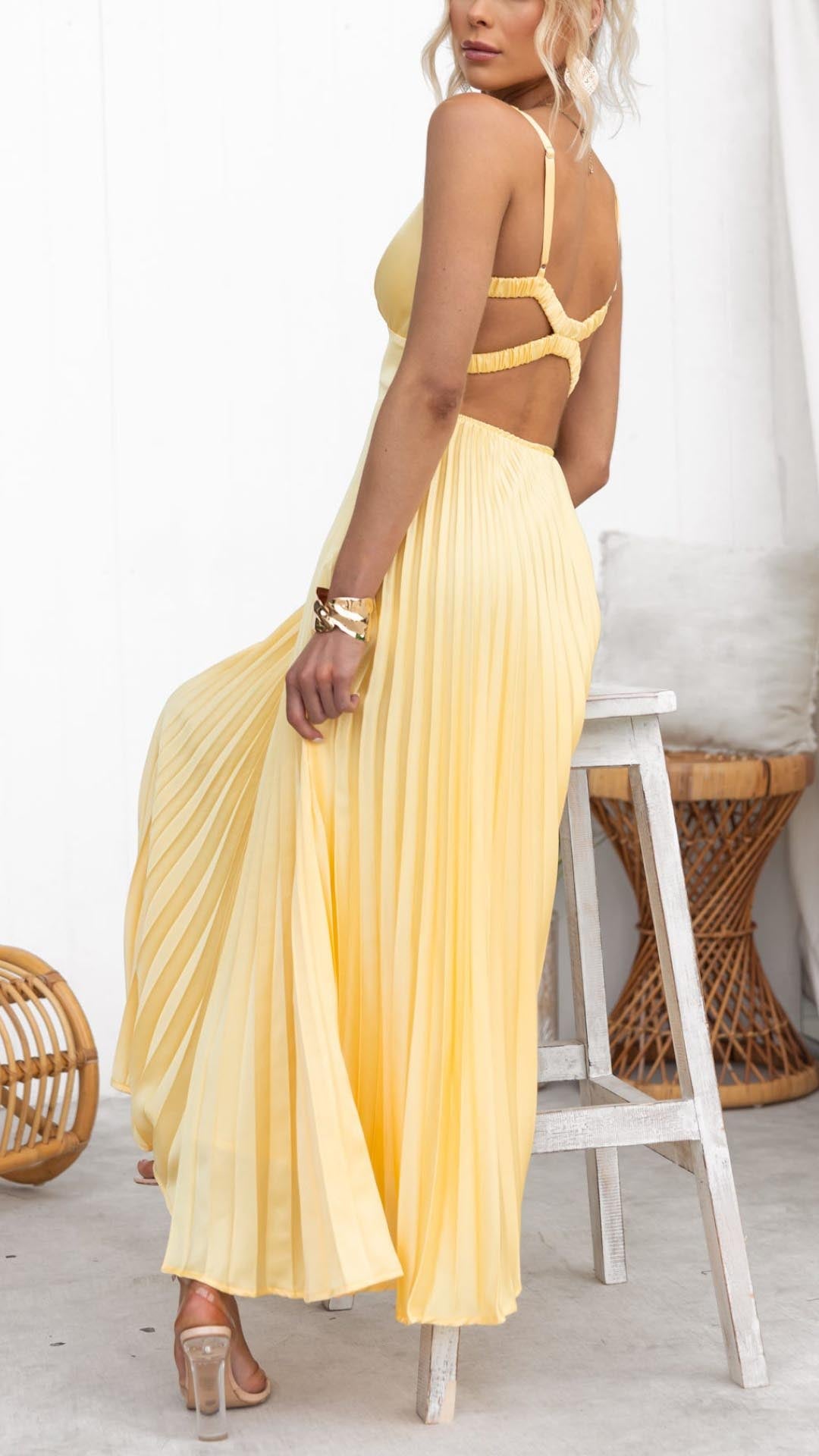 ABELLA | Pleated Maxi Dress