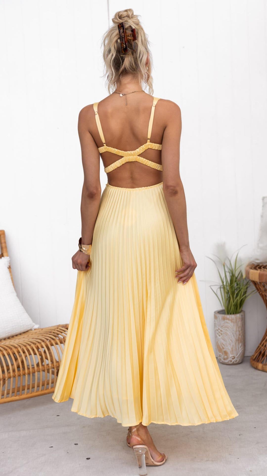 ABELLA | Pleated Maxi Dress