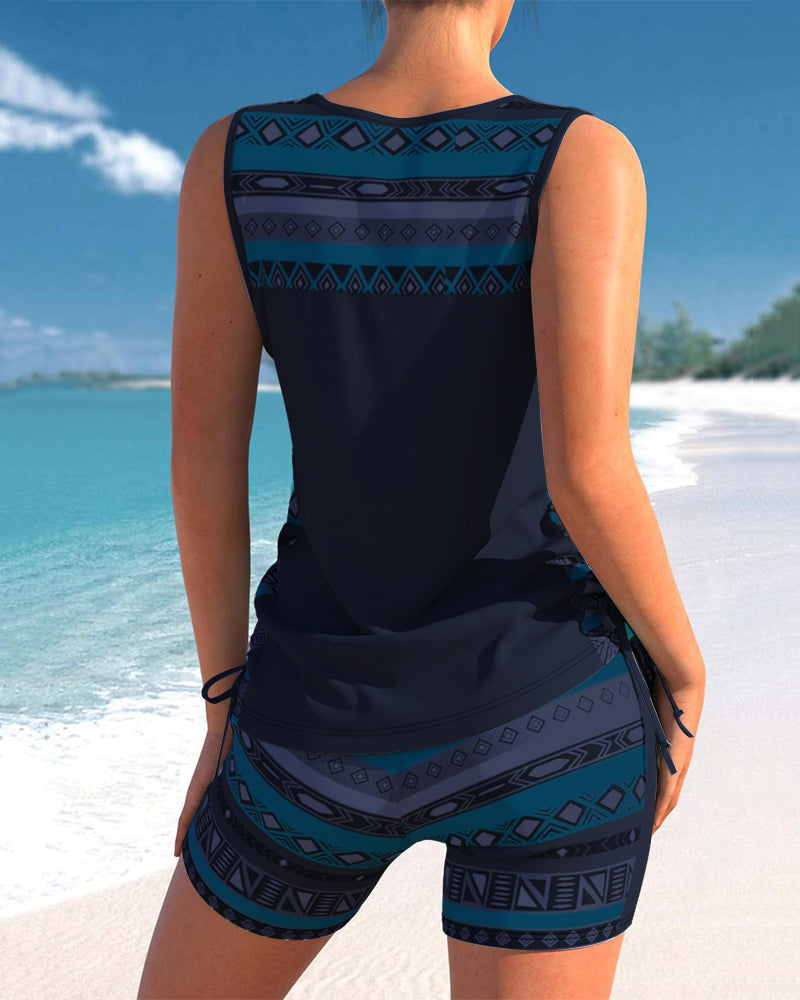 RADO | Tankini with geometric print and V-neck