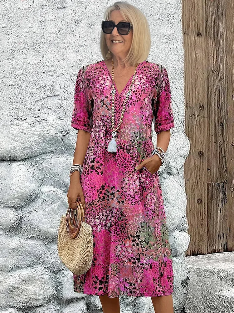 ELENA | Women's Vibrant Midi Dress With Pockets