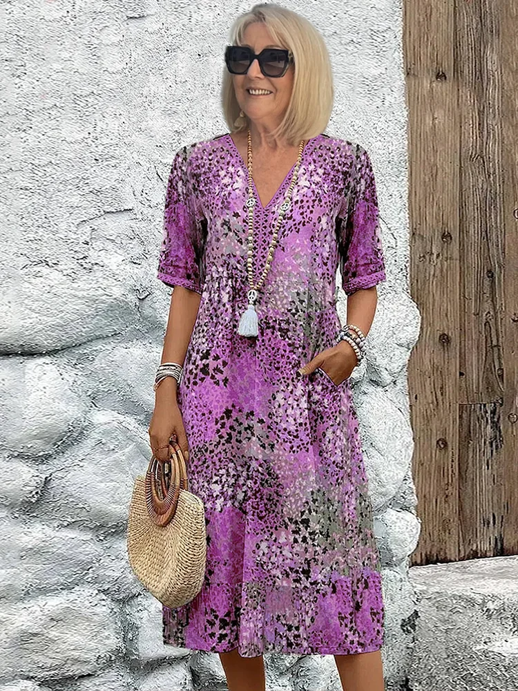 ELENA | Women's Vibrant Midi Dress With Pockets