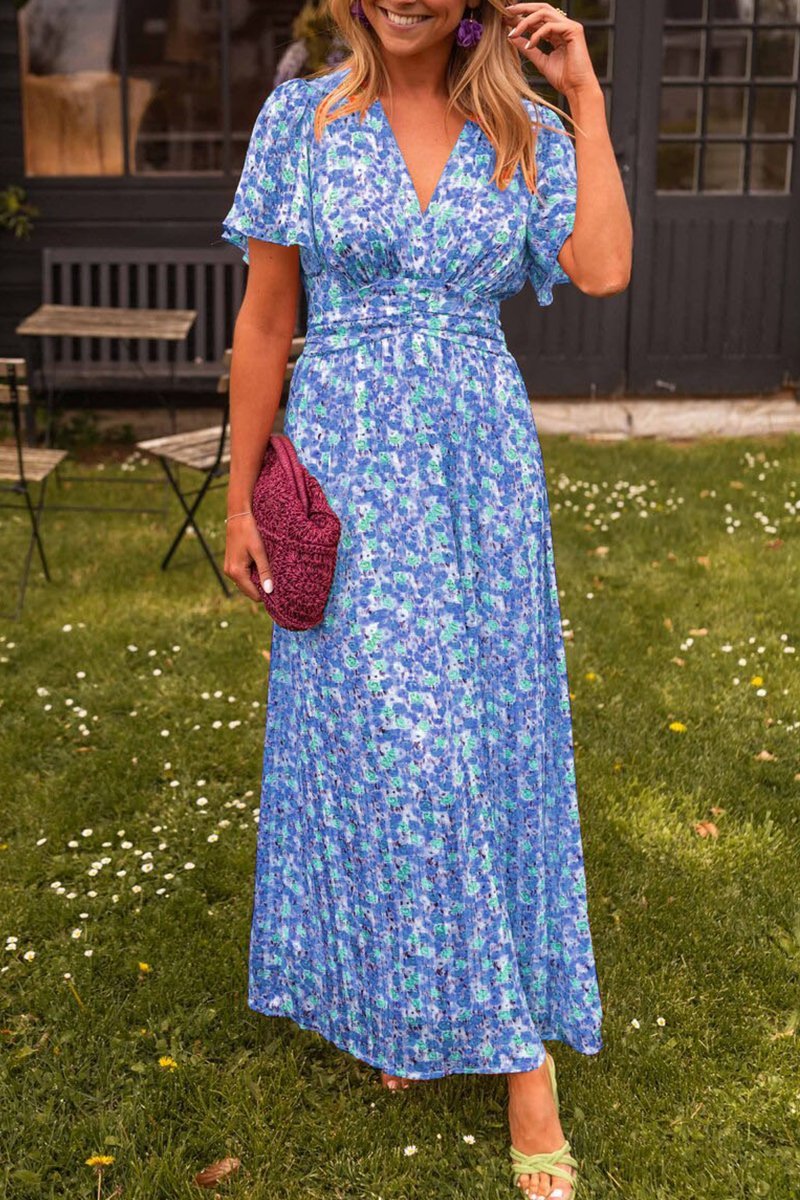 MYRA | Elegant Floral V-Neck Maxi Dress