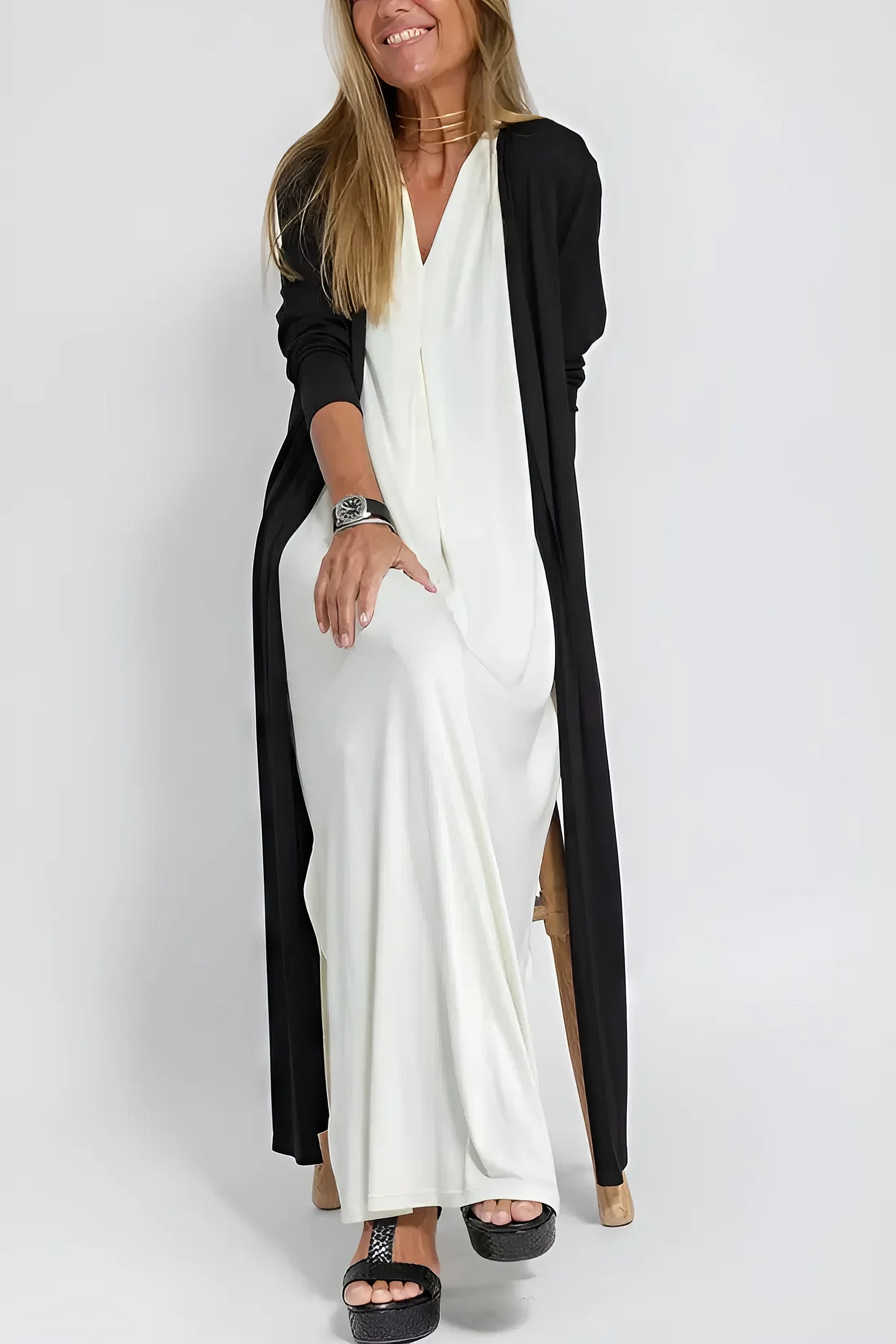 BEATRIZ | Elegant Long Dress with Optional Cardigan