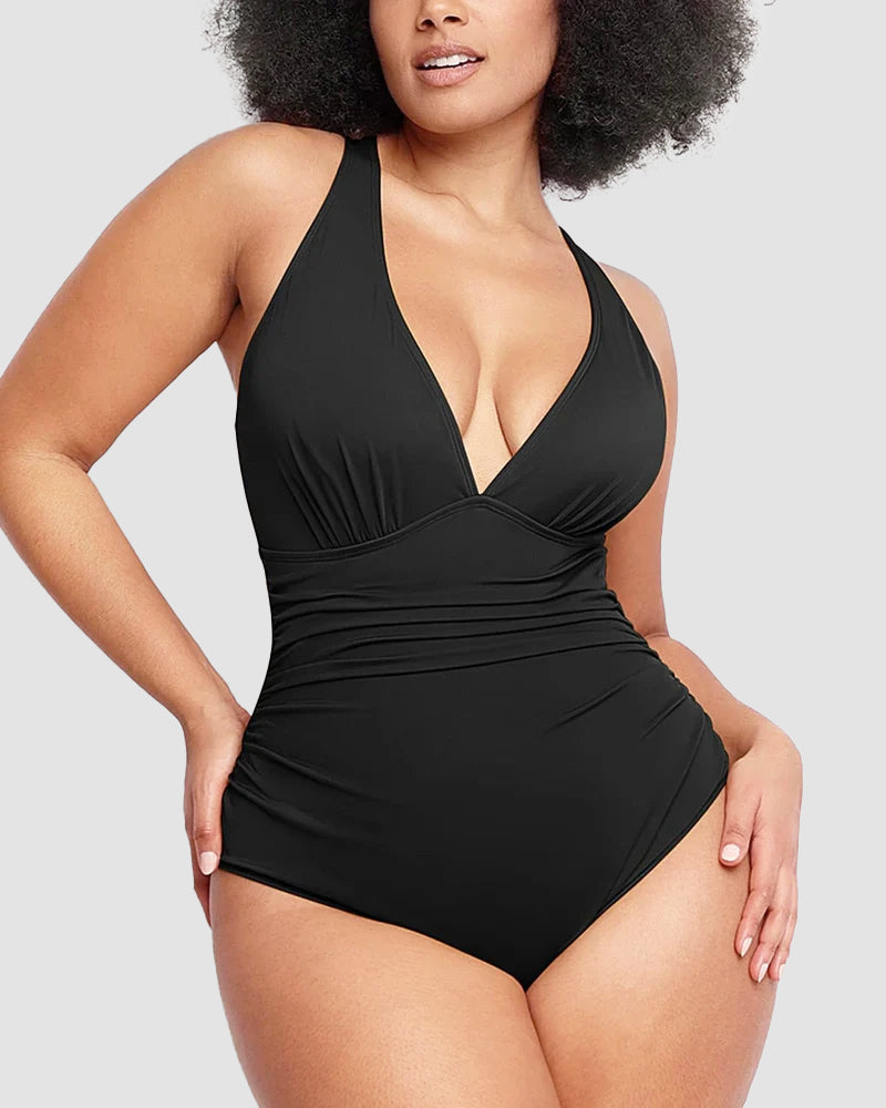 WIOLETTA | Swimsuit with a shaping cut and open back