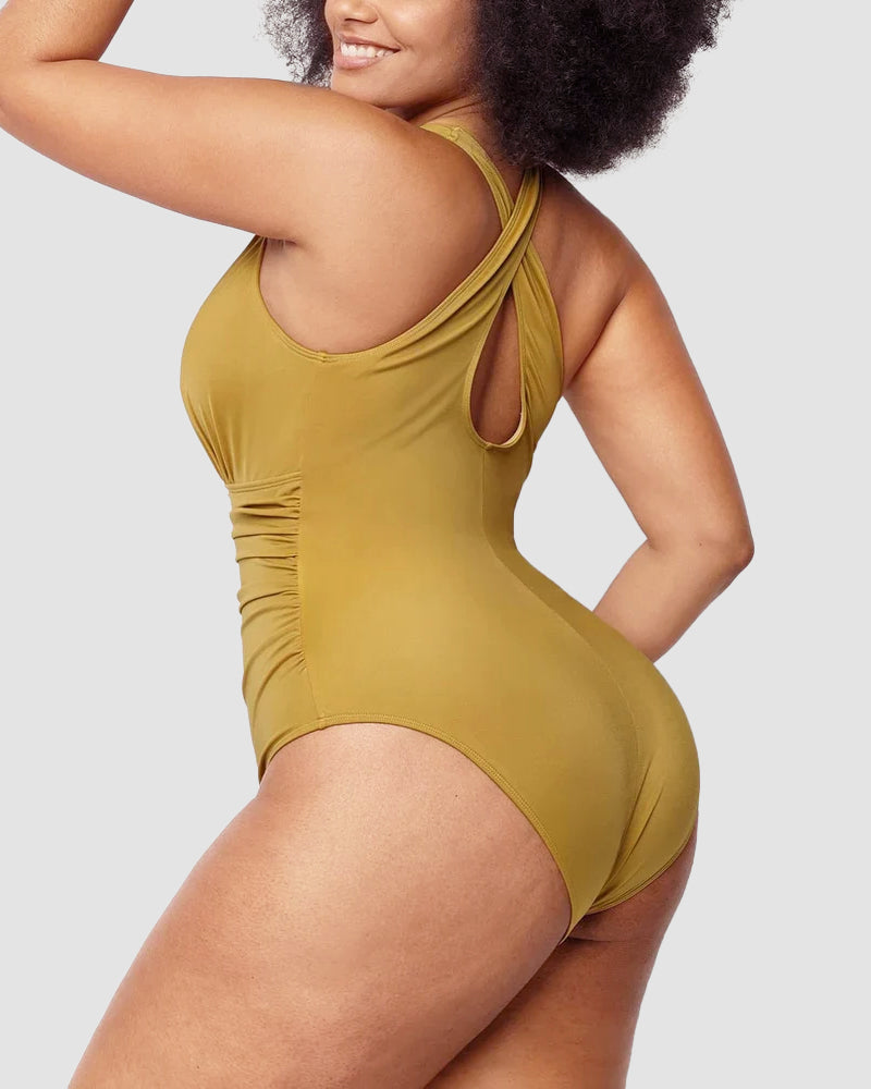 WIOLETTA | Swimsuit with a shaping cut and open back