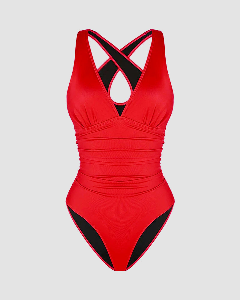 WIOLETTA | Swimsuit with a shaping cut and open back