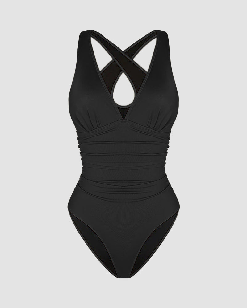 WIOLETTA | Swimsuit with a shaping cut and open back