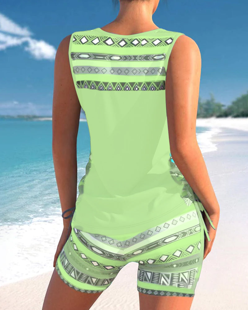 RADO | Tankini with geometric print and V-neck