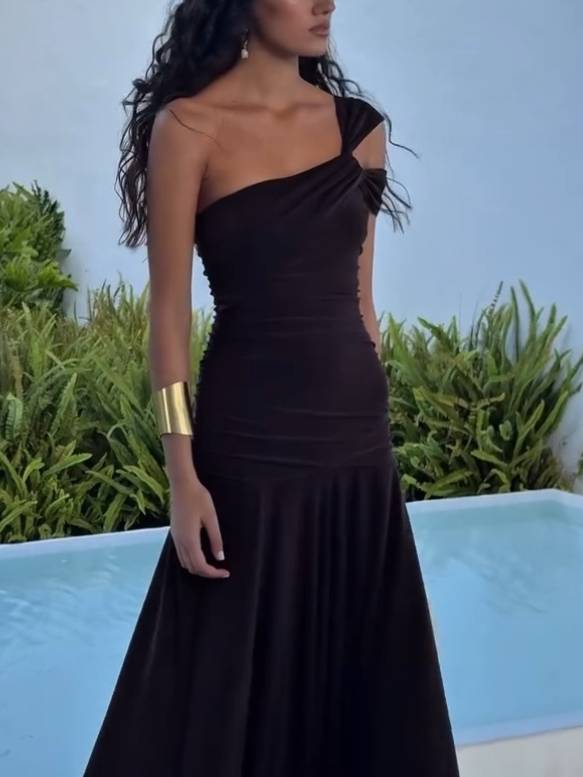 BEBA | Maxi Slim-Fit Dress with Off-the-Shoulder Design