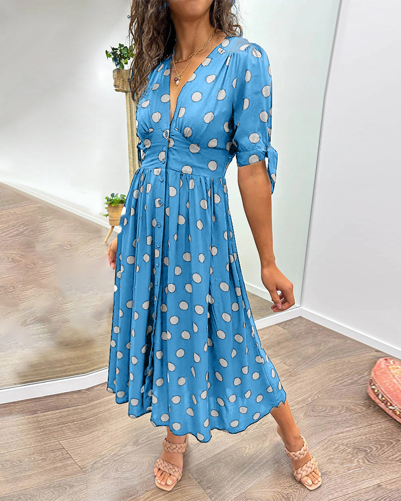 ANKA | Polka Dot Dress with Flared Skirt and Defined Waist