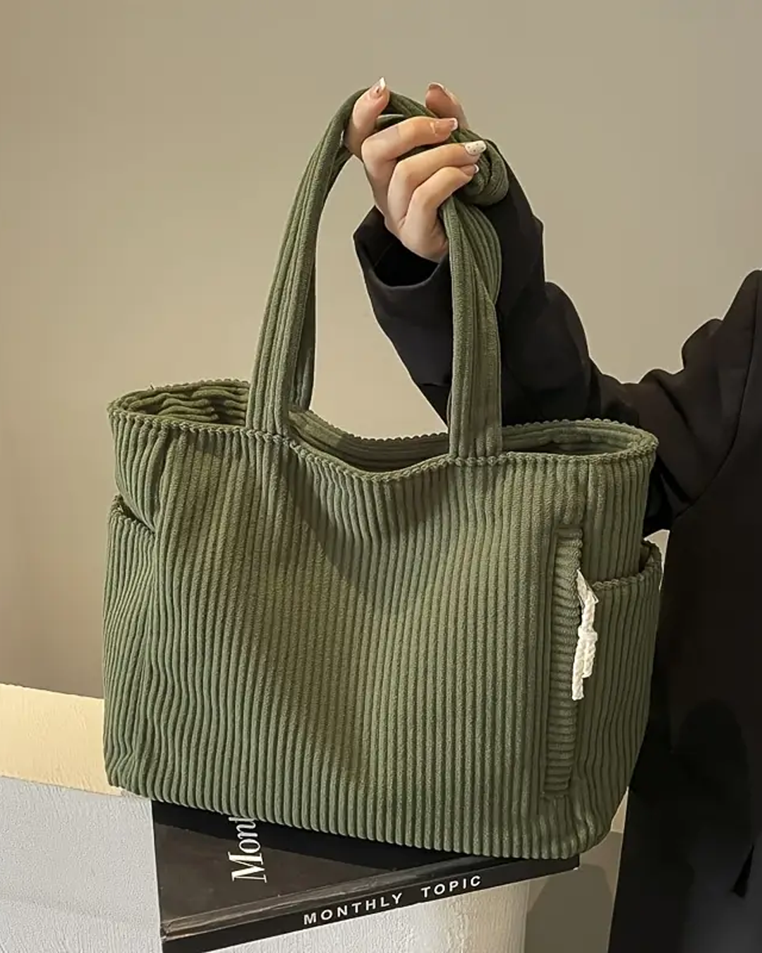 LUNA | Ribbed Bag with Two Side Pockets