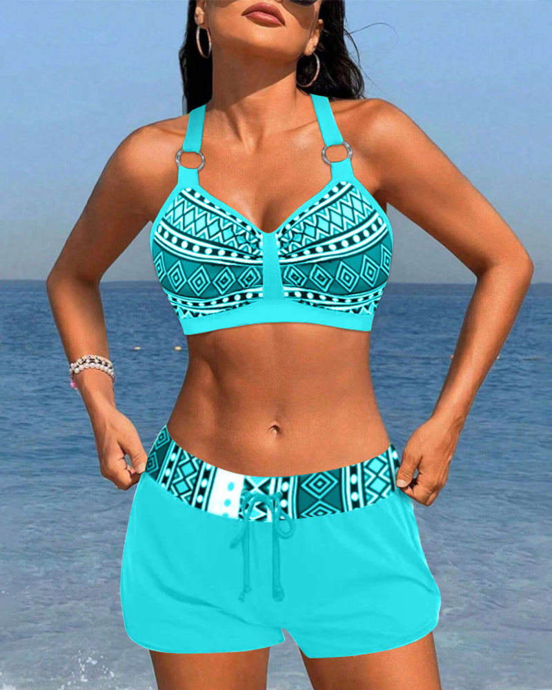 SALO | High-waisted bikini with geometric print