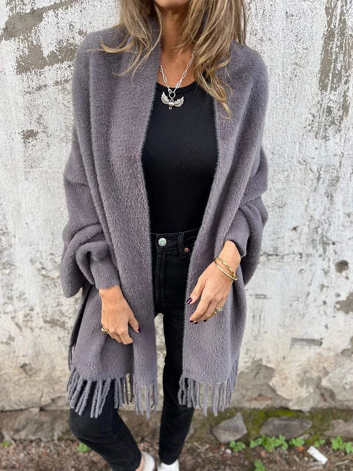 BILA | Long Sleeve Fringed Coat for Everyday Wear