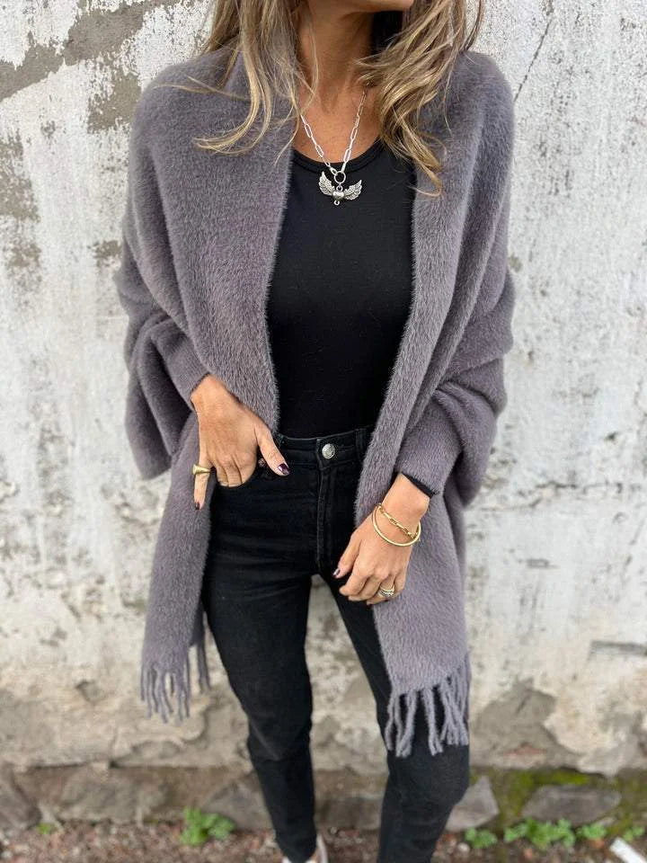 BILA | Long Sleeve Fringed Coat for Everyday Wear