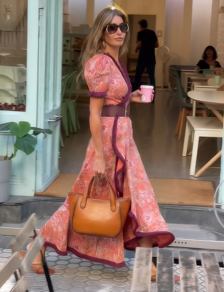 OLIWIA | Elegant Long Dress with Puff Sleeves