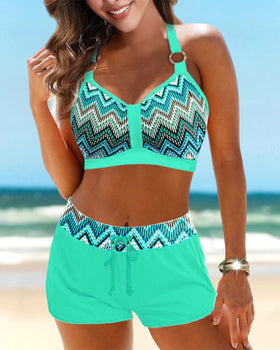 JESS | High-waisted bikini with geometric print