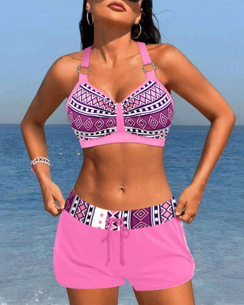 SALO | High-waisted bikini with geometric print