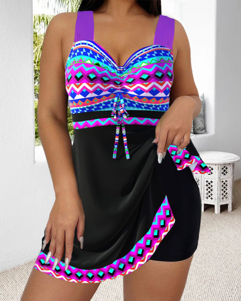 TEODORA | Swimsuit with Drawstring and Striped Print