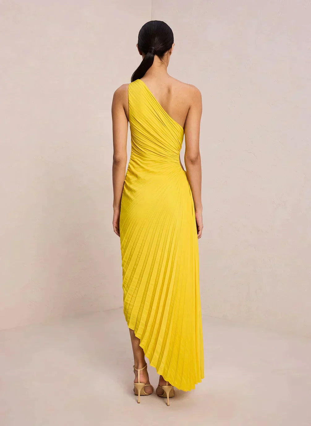 SYLVIANA | One-Shoulder Pleated Midi Dress