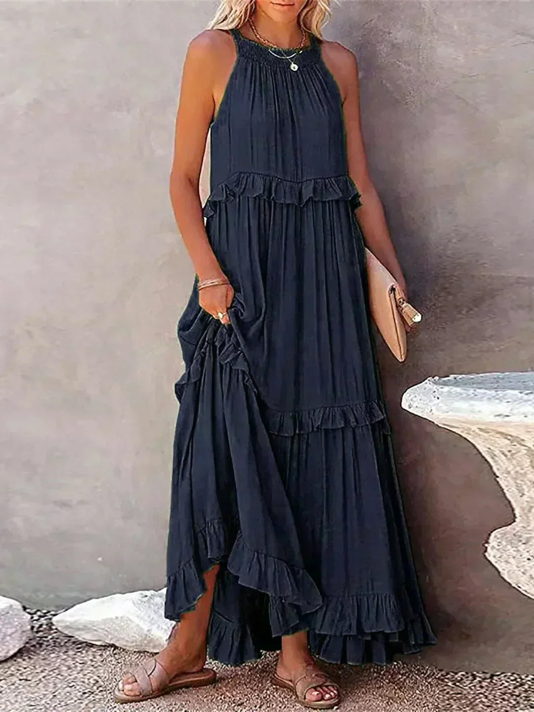 LANDRY | Chic Ruffle Trim Sleeveless Dress