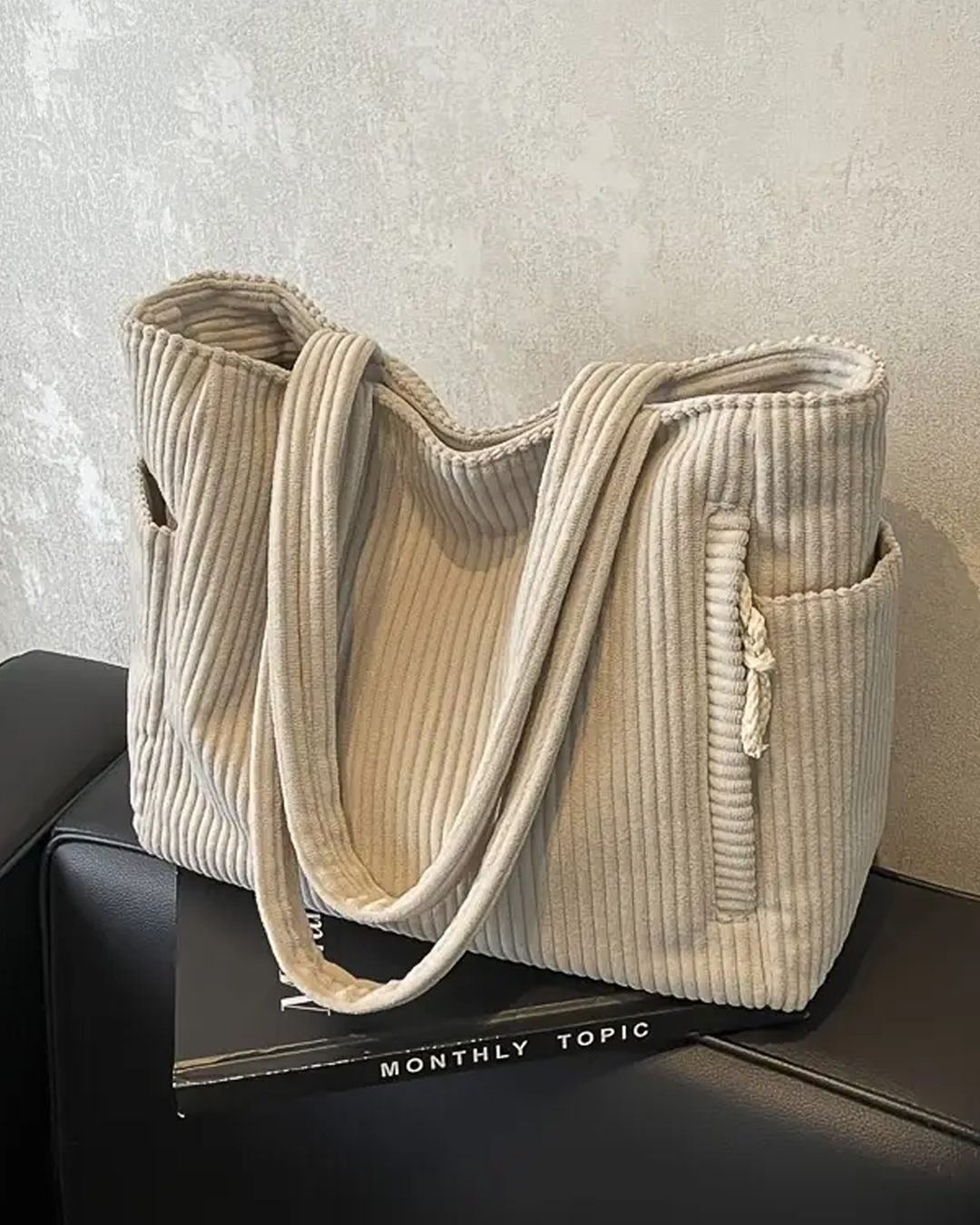 LUNA | Ribbed Bag with Two Side Pockets