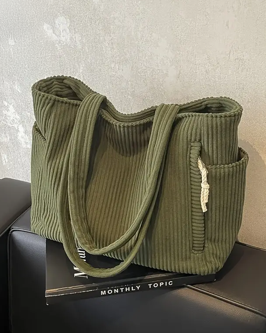 LUNA | Ribbed Bag with Two Side Pockets