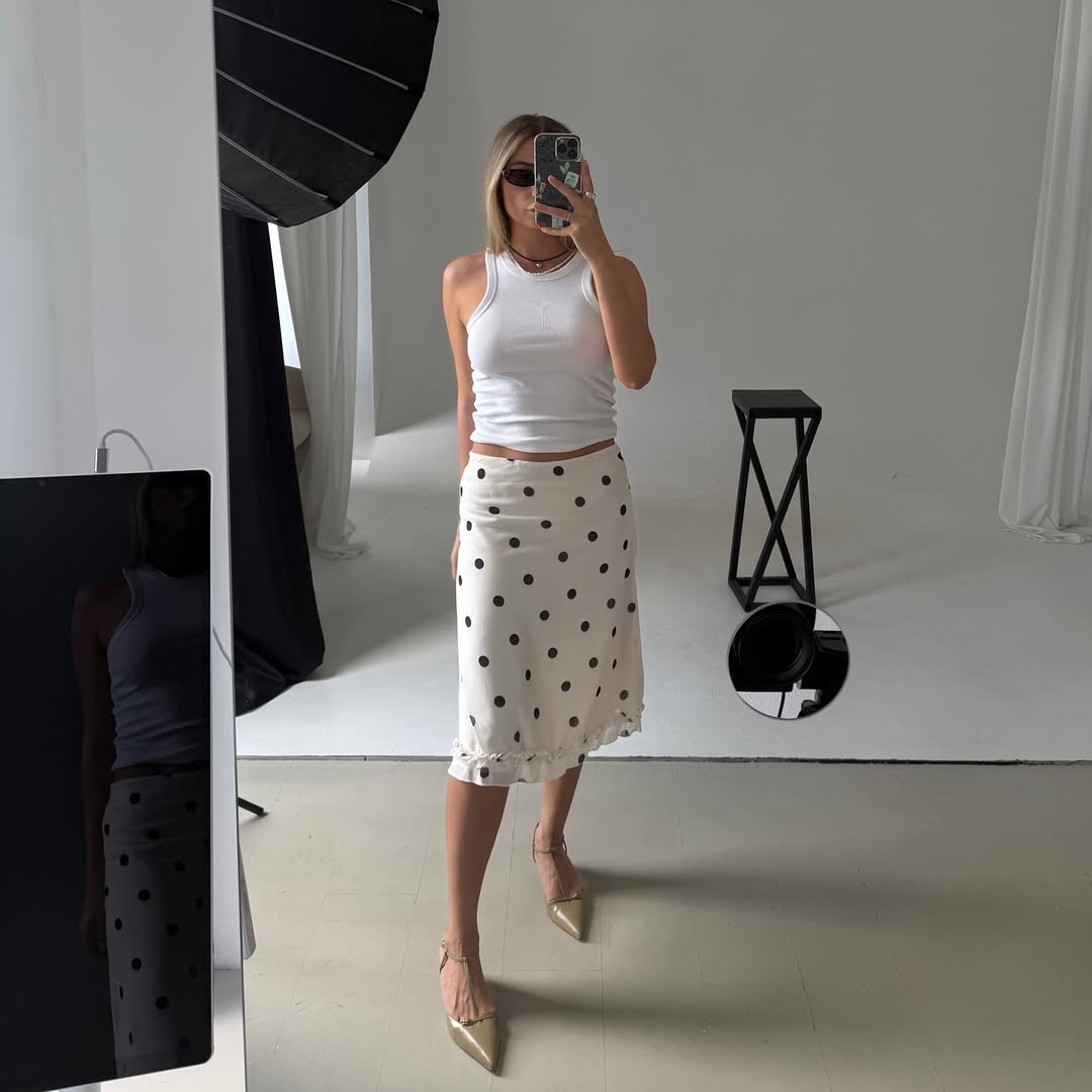 AMIRA | Midi Polka Dots Skirt