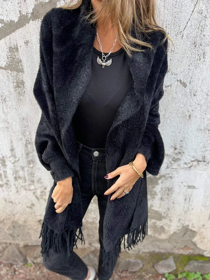 BILA | Long Sleeve Fringed Coat for Everyday Wear