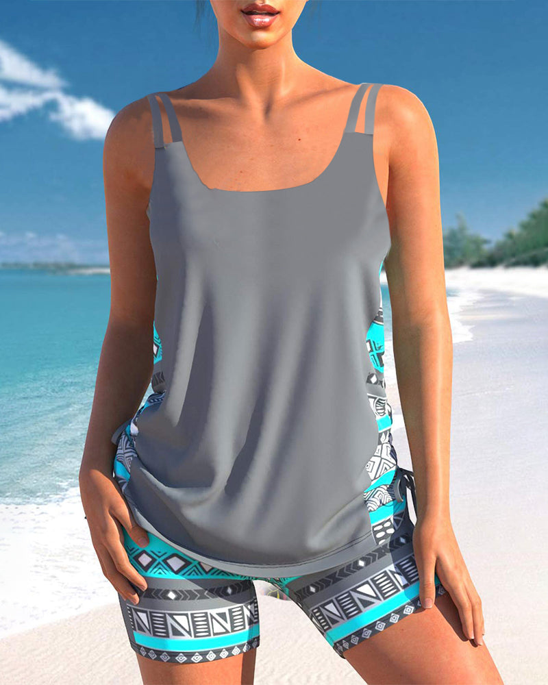 RADO | Tankini with geometric print and V-neck